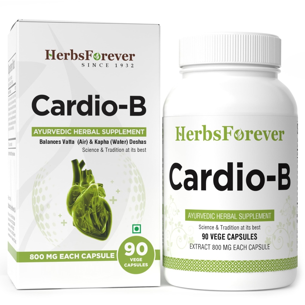 Herbsforever Cardio-B Ayurvedic Herbal 补充 90 Vege Capsules 800 Mg 每部