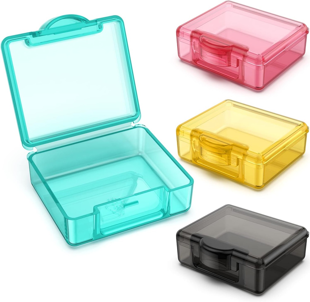 小药盒 4 pcs,Cute Travel Pill Organization Case Mini Tiny 清澈塑料储存容器,可移植于袋装