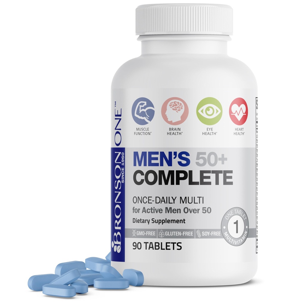 Bronson One Daily Mens 50+ 完整的多维多米力,90块板块