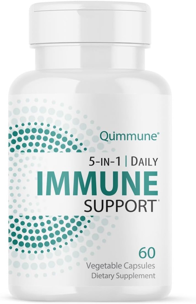 5-in-1 Immune 高级支持 Quercetin Phytosome, Zinc, Vitamin C, D3, K2 - 豁免和过敏补充 激活的Quercetin - 60 Veg Caps