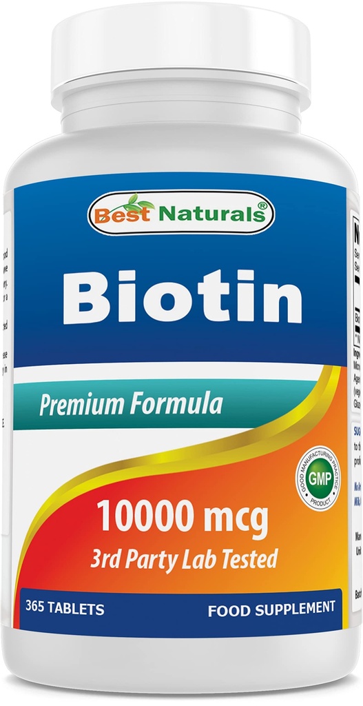 最佳天然生物素(又称维生素B7),10 000 mcg 365平板电脑(365 count of 1)