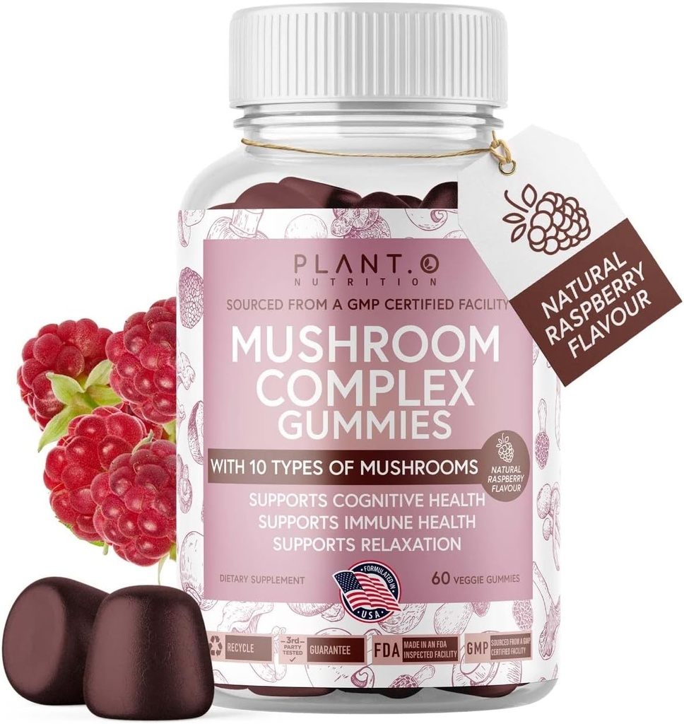 (原始内容存档于2018-09-26). Mushromy Gummys Premium Supplement [10 Mushro Complex Excess] 美味和快速代理狮的马恩,雷希,Shiitake Nootropic脑部支持,Immune支持,Mood & Relaxation, 60 Chews.
