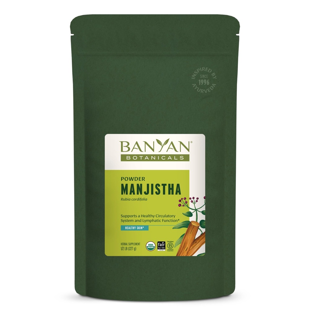 Banyan植物学 Manjisstha Powder – 有机 Manjisstha 补编 – Ayurvedic Blood Cleanse & Lymphatic System Support * 1⁄2 lb. – 非GMO 可持续来源认证的终身交易博览会