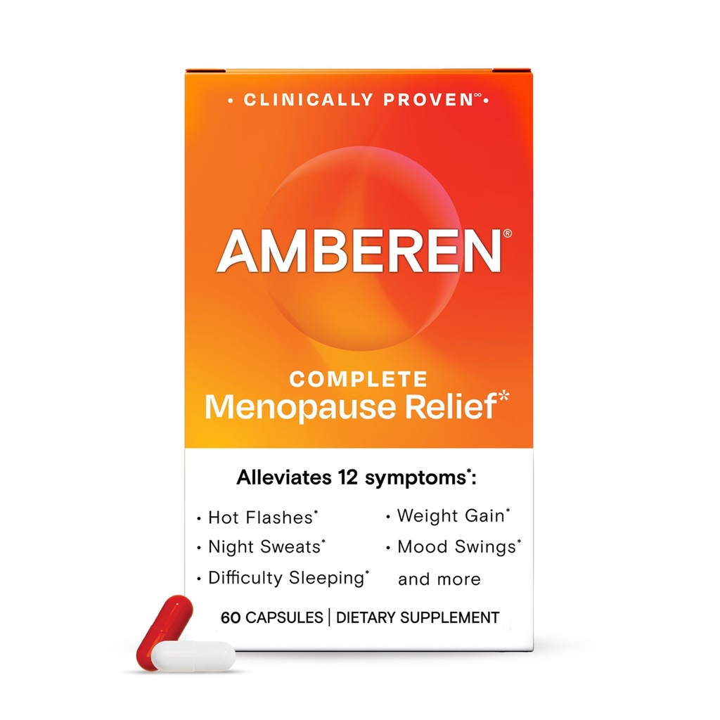 Amberen Menopause 女性补充品,60 Capsules,临床证明,帮助支持Hormone平衡,帮助Relieve 12 Menopause 症状:热闪光,夜汗,Mood Swings和更多