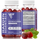 KSM-66 Ashwagandha Gummys w/Lemon Balm & Vitamin D(最大强度每Gummy750mg) - Herbal Vegan & Gluten Free - Calm Mood Relaxation - 支持压力 - 成年孩子的Gummys 女性男性(60个计数)