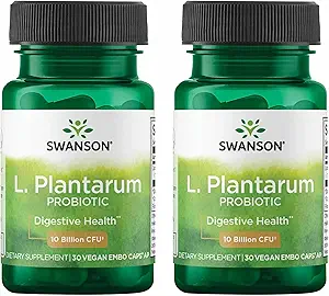 Swanson L. Plantarum - 促进肠胃平衡和肠道调节的消化补充剂 - 帮助减少排卵的自然公式 - (30 Vegie Capsules) 2 Pack