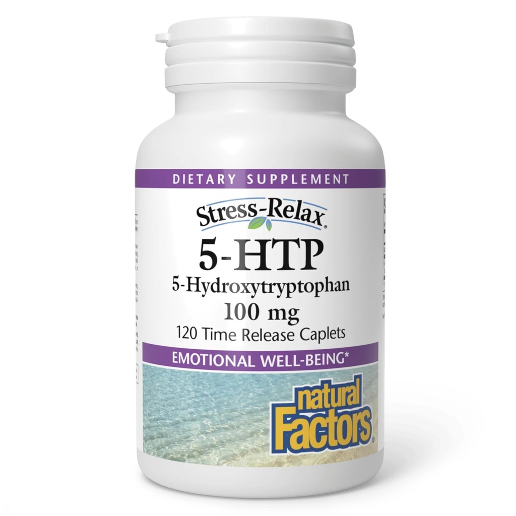 Natural Factors, Stress-Relax 5-HTP 100 mg, Pharmaceutical-Grade Supplement, Supports Sleep & Emotional Well-Being, 120 Count (Pack of 1)
