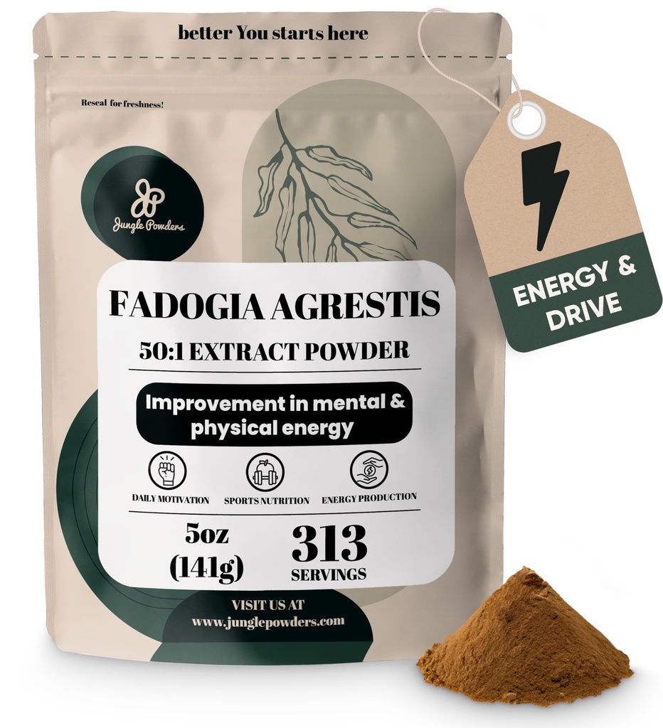 森林粉末 Fadogia Agrestis 男性提取 50:1 浓度 313 服务 - 5 Ouences of纯尼日利亚 Fadogia 补充 传统男性健康支持 驱动和被动 包含 Maltodextrin