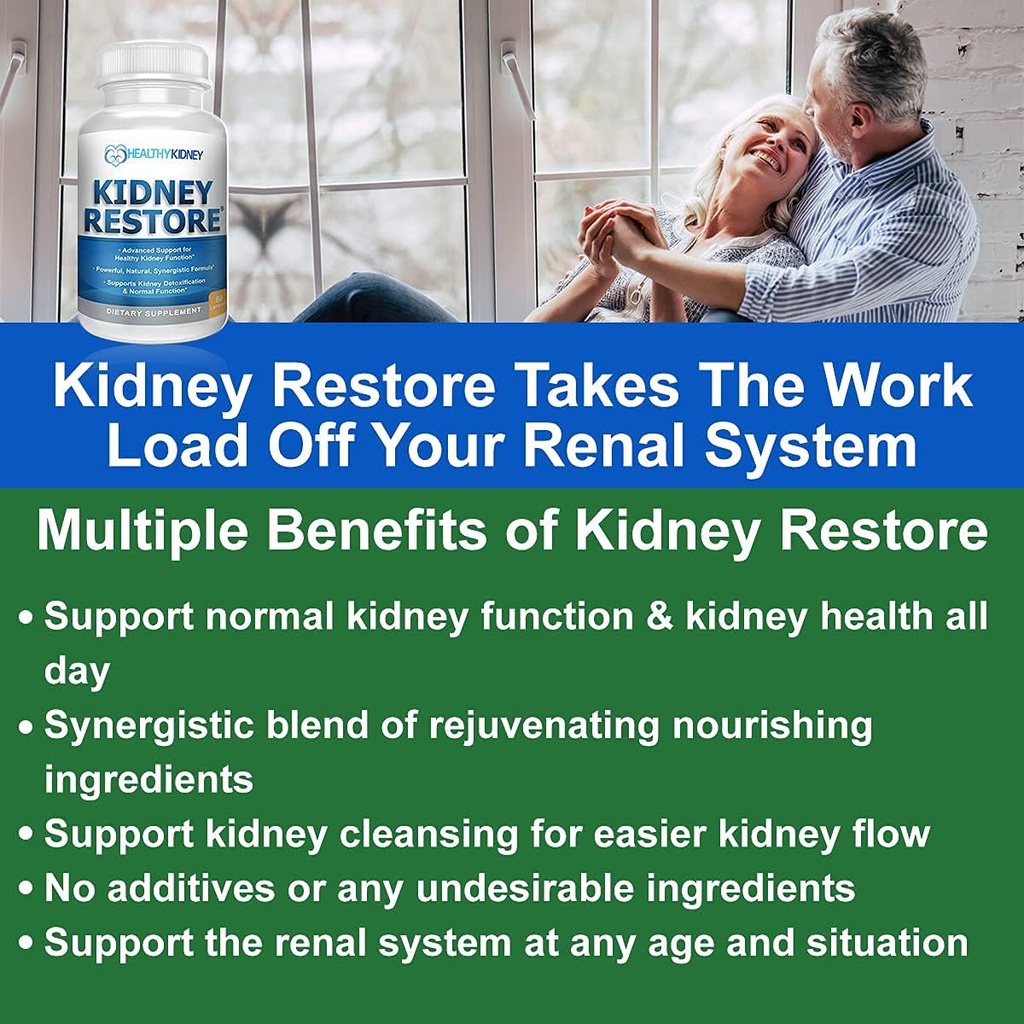 Kidney Cleanse Detox & Repair - Formulated by Kidney Health Expert Living w/Transplant - US Made Kidneys Support Supplement, Detox & Flush - Renal Vitamins 120 Capsules