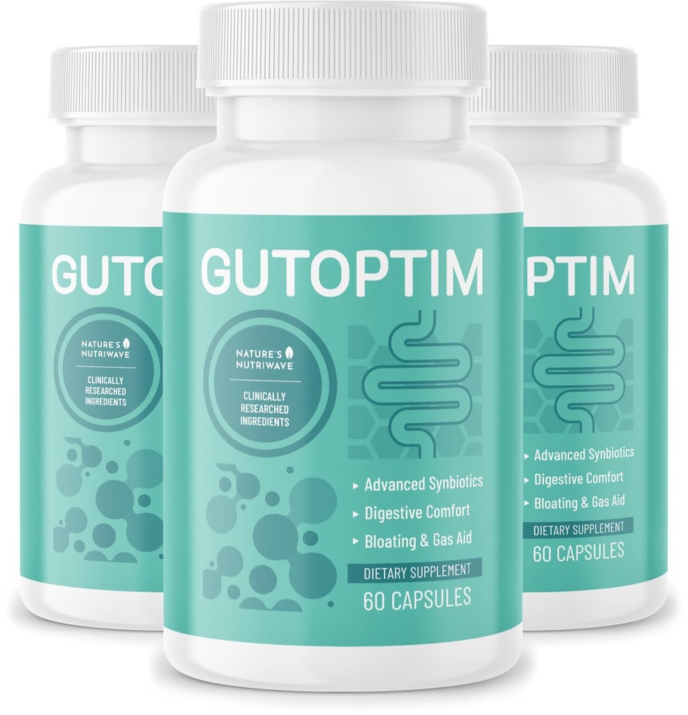 GutOptim Probiotic & Prebiotic Capsules – 共生胶体健康预生和增生药 – 女性和男性的Bloating Relief – 与消化性健康普生药的酶 – 非GMO, 60 Ct, 3个月供应
