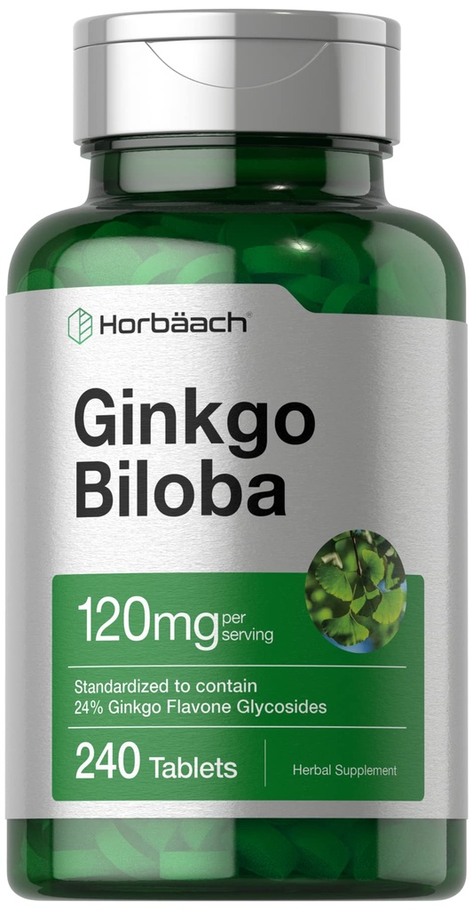 Horbäach Ginkgo Biloba Supplements 120mg 240 平板电脑 标准化草药提取法 Flavone Glycosides 植物学家、非GMO和Gluten Free