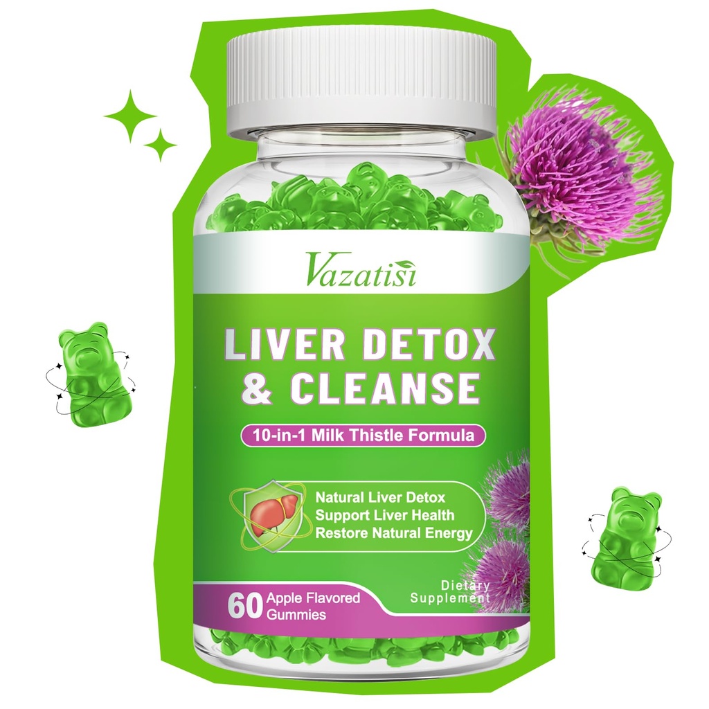 给成年人的牛奶奶酪 Liver Cleanse Detox 修补胶囊, Milk Thetle 提取补充肝脏支持消化剂 抗氧化剂, 60ct Apple Flavor