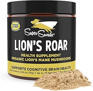 Super Snouts Lion's Roar Lion's Mane Mushroom Supplement for Dogs and Cats, 2.64oz - 美国有机狮子马恩用于认知功能和脑健康