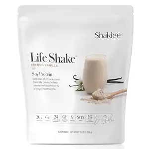 Shakle Life ShakeTM Soy Protein French Vanilla - 配有20g蛋白,6g纤维,24个维生素和矿物的全餐替换 - 支持满足和健康重量 - 非GMO - 14种服务