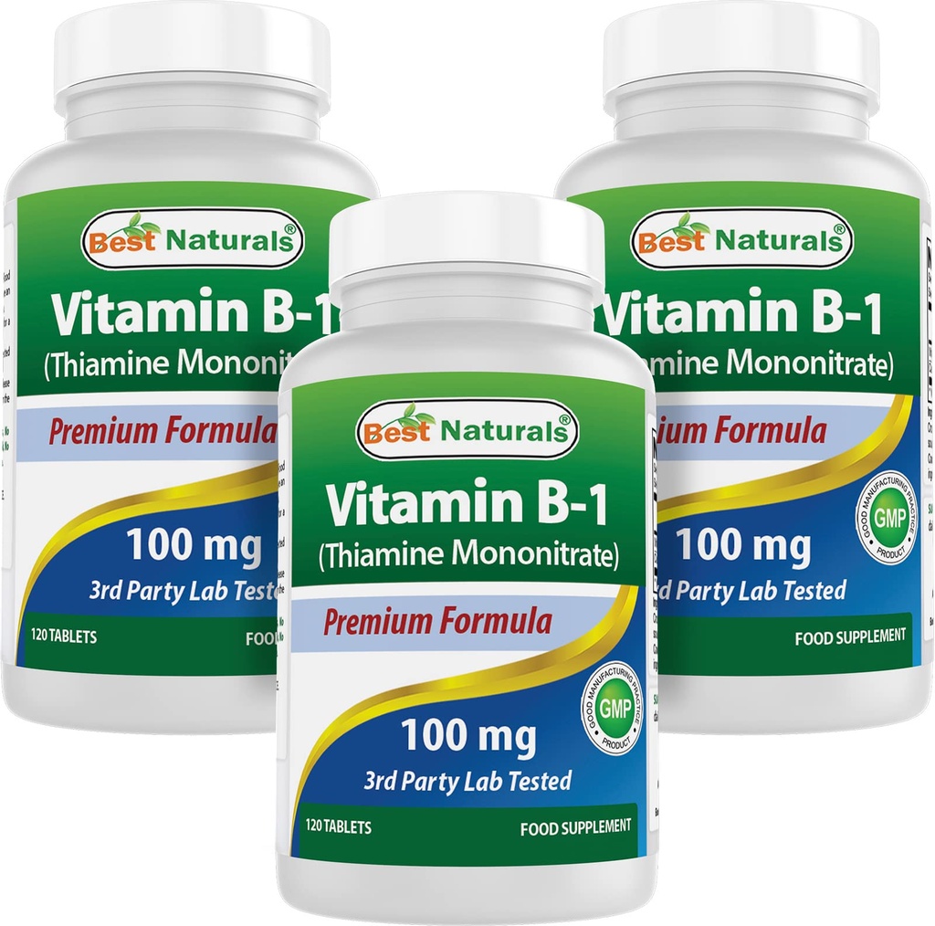 最佳自然素维生素B1作为Thiamine Mononitarate 100 mg 片剂(120 count (pack of 3))