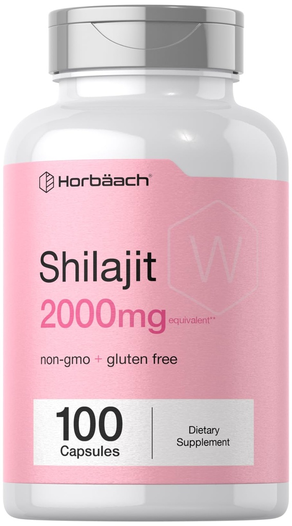 Horbaach Shilajit for Women | 100 Capsules | 2000 mg | 非 GMO, Gluten 免费补编