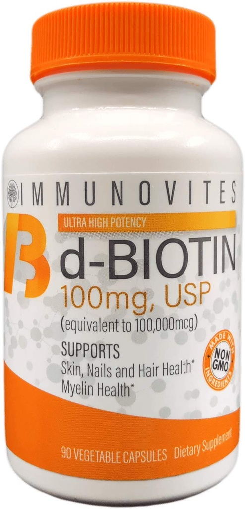 IMM UNUVITES 高剂量生物锡(作为d-biotin,USP) 100毫克(等于100 000毫克) 90卡普尔,高潜力