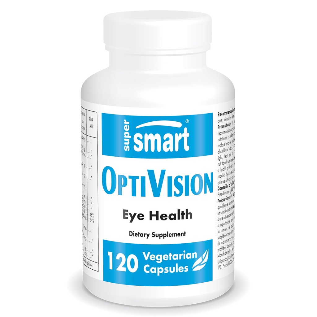 超级智能 - Optivision (高级公式) - 配有 Bilberry 提取器,黑曲兰,Lutein, Zeaxanthin, Astaxanthin - 眼睛补充 QQ Non-GMO & Gluten Free - 120 蔬菜卡普尔