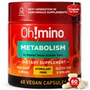 Oh!.mino代谢支持高效脂肪转化为能量转换 w/L-Carnitine, Phenylcapsaicin, & Vitamin B3 - 非吉特人,无兴奋剂,Vegan, Non-Dairy Capsules (60位服务员)