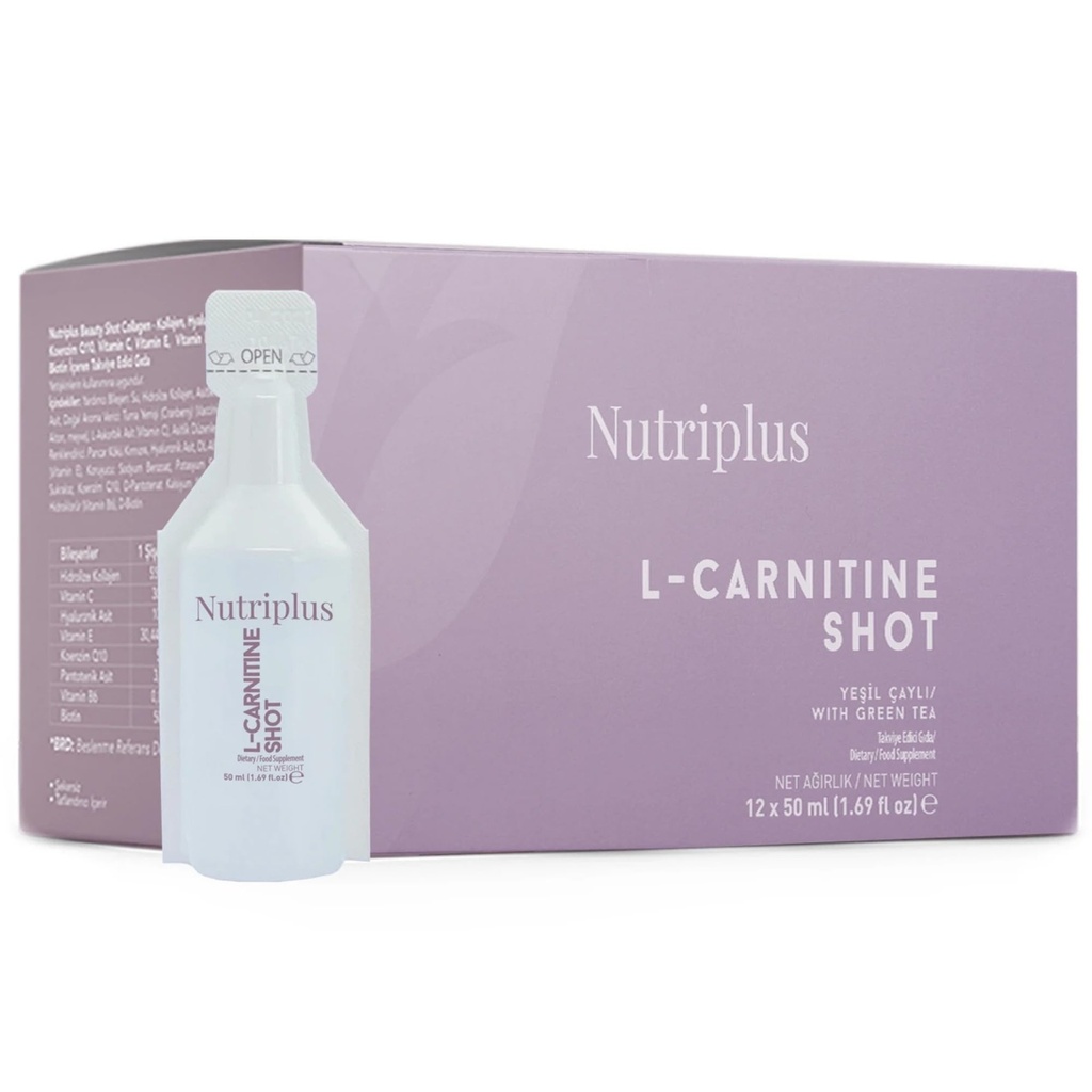 FARMASI Nutriplus Portioned drink - L-Carnitine, 50ml (12 pcs) - 能源支持,代谢促进,增强耐力,每日饮料,补充品