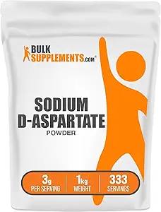 Bulk Aspartate Powers.com 钠 D-Aspartate Powder - Sodium Aspartate Powers - Electrolytes Supplements, Gluten Free, 3g / service, 1kg (2.2磅) (一袋)