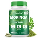 Moringa Capsules |800mg 纯Moringa 粉末 Capsules – 支持能源,皮肤和古特健康,Imune系统 – 配有维生素和氨基酸的绿色超级食品(90 Caps)