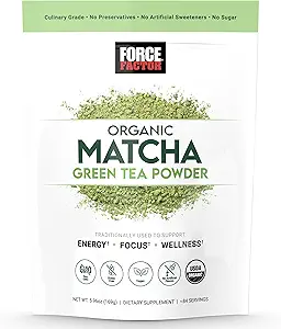 FORCE FACTOR 能源、焦点和日常健康有机火柴绿色茶粉、烹饪品级、美援署认证的有机、丰富和美味的香炉169g、84