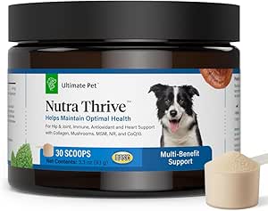 终极宠物营养 Nutra Thrive Canine,40-in-1 配有消化和免疫支持的狗的营养粉补充,维生素,矿物,亲生素,酶,30 Scoops
