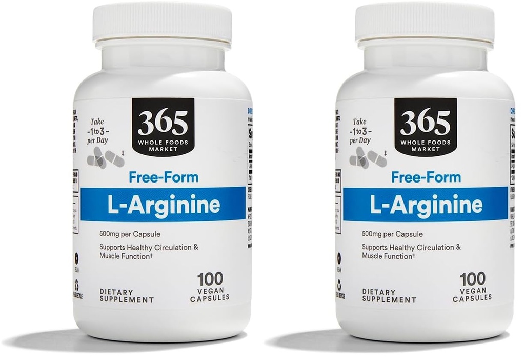 全食品市场,L Arginine 500Mg 100 Veggie Caps(包2)