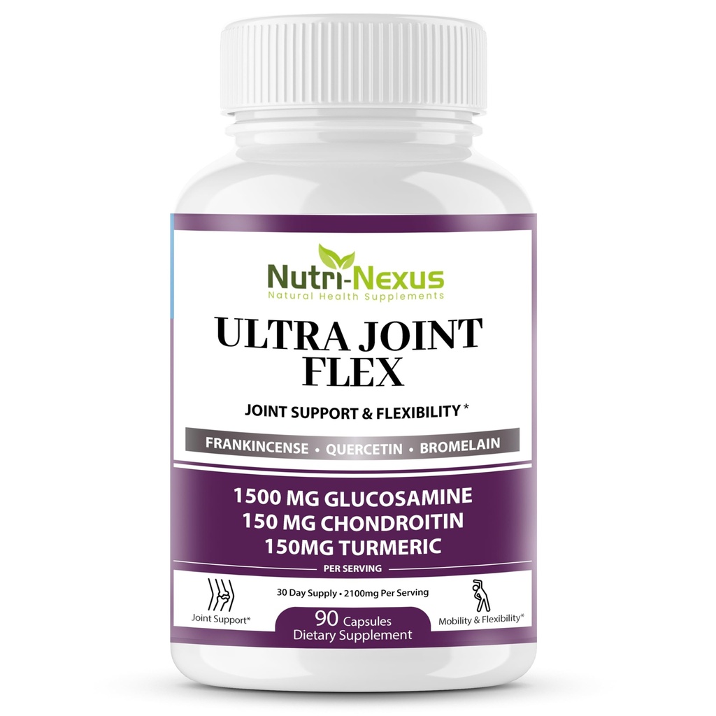 Glucosamine Chondroitin MSM 与Turmeric & Boswellia联合补编 - 联合支持男女 - 促进流动性 - 灵活性和舒适性 - 联合健康 - 在美国制造 - 90卡普尔