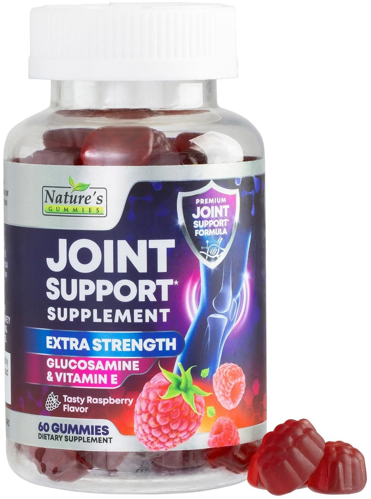 Joint Support Supplement - Extra Strength Glucosamine Gummy Supports Joints Health & Flexibility for Back, Knees, Hands - Natural Vitamin E Immune Support - Best Gummies for Women & Men - 60 Gummies
