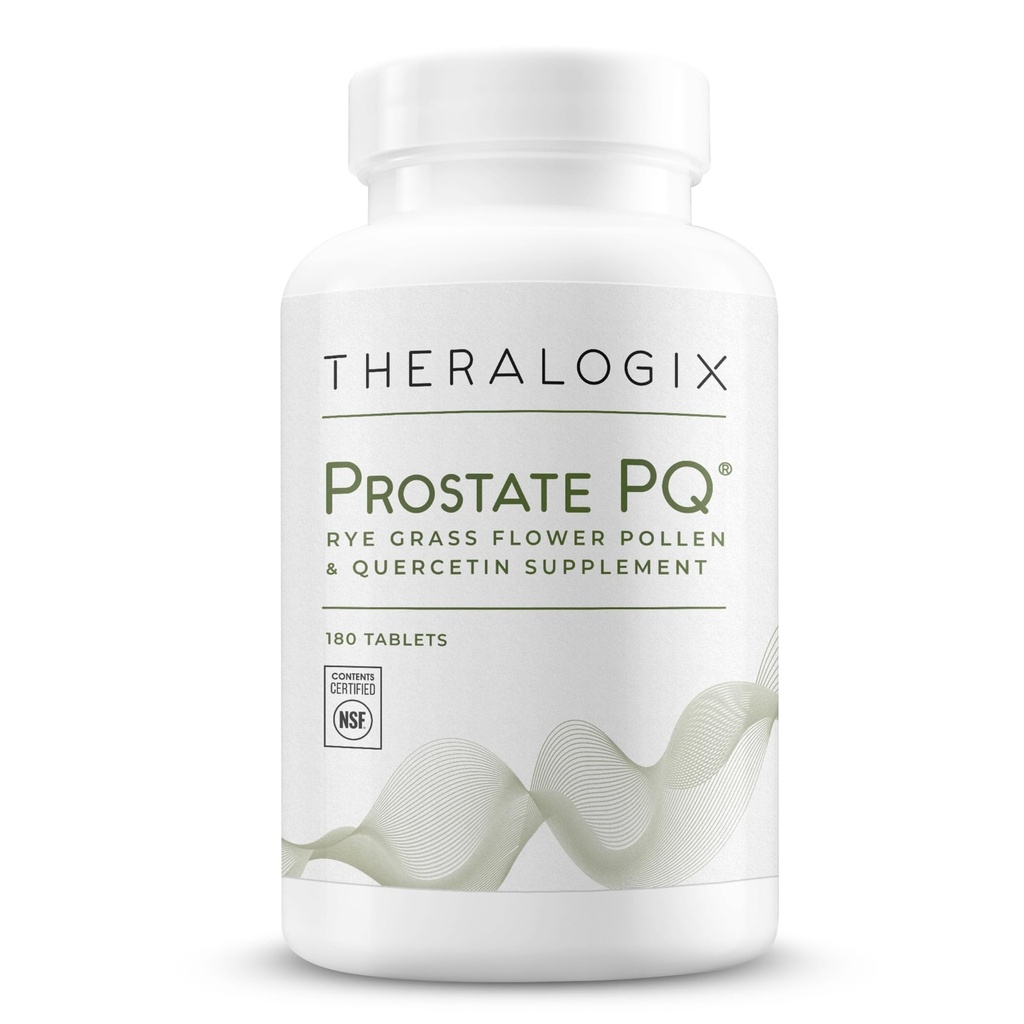 Theralogix Prostate PQ - Rye Grass Pollen 提取 & Quercetin 补充 - 90天供应 - 抗氧化剂支持前列腺和Pelvic 健康与尿性Tract 函数 * - NSF认证 - 180片