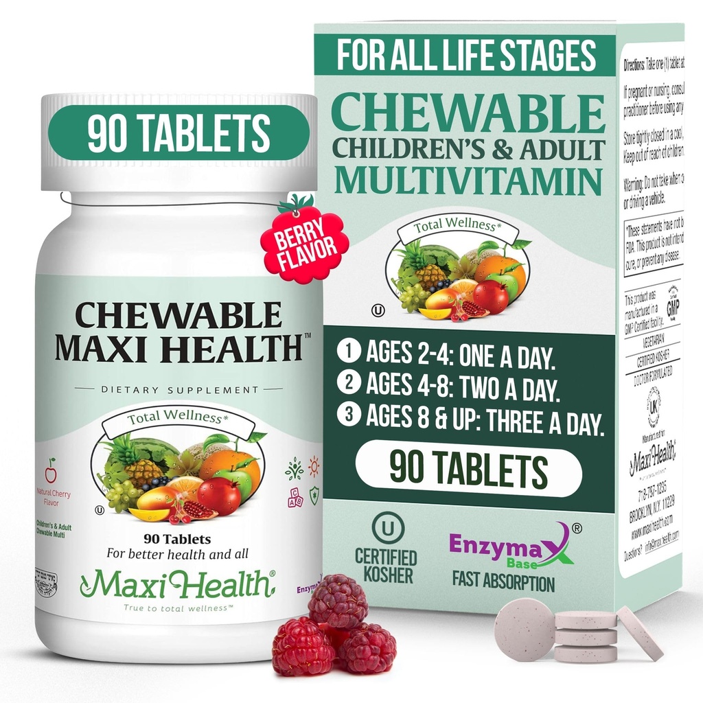 Maxi健康 儿童、青少年和成年人可食用多种维生素 -- -- 成人和儿童可食用樱桃
