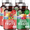 4-Pack N1N Premium Super Fruits & Vegies Supplements, 360 Caps, 女性,男性和孩子的全食品和天然超级食品 - 包装有Aloe Vera, 维生素和矿物, 优于多维塔明 101% Vegan