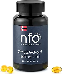 NFO Omega 3 6 9 沙门油 [120 小型软胶] Premium 挪威 Omega 369 鱼油盖, 高概率环保局, DHA & DA 天然Triglyceride形式,带有氨基酸的鱼油复合物