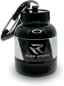 RUSH HYDRO 补充蛋白质粉末漏斗键链,旅行蛋白质粉末容器加双螺旋盖,100mL水化粉末和补充容器,黑色
