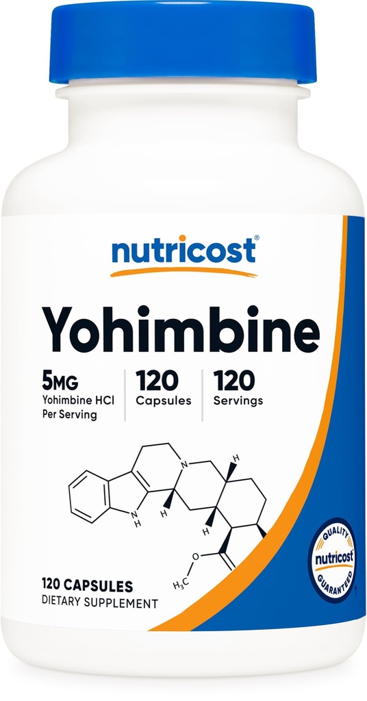 营养成本 Yohimbine HCl 5mg, 120 Capsules - Gluten Free和非GMO
