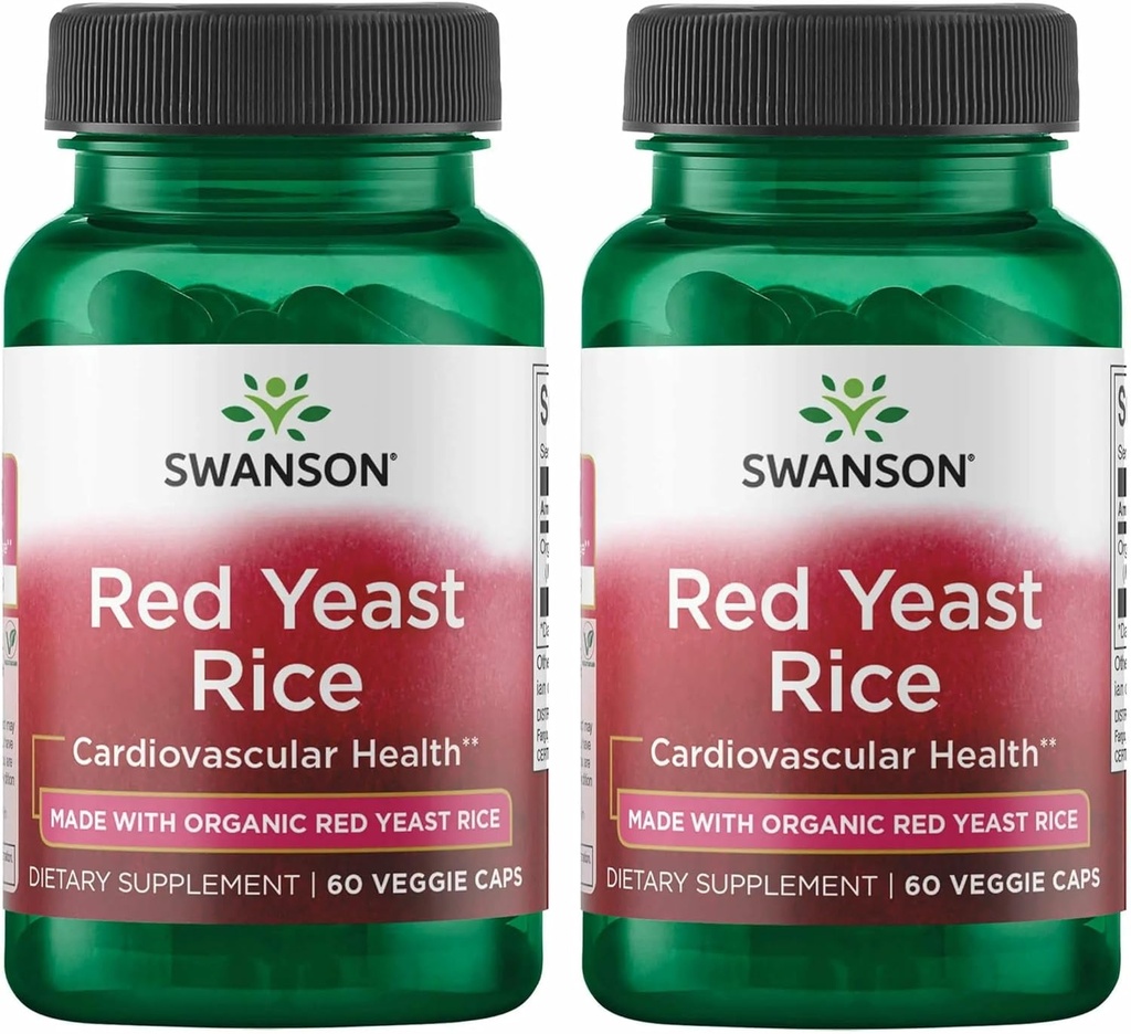 Swanson 用有机传统红酵母水稻制作 600 毫克 60 Veg Capsules (2 Pack)