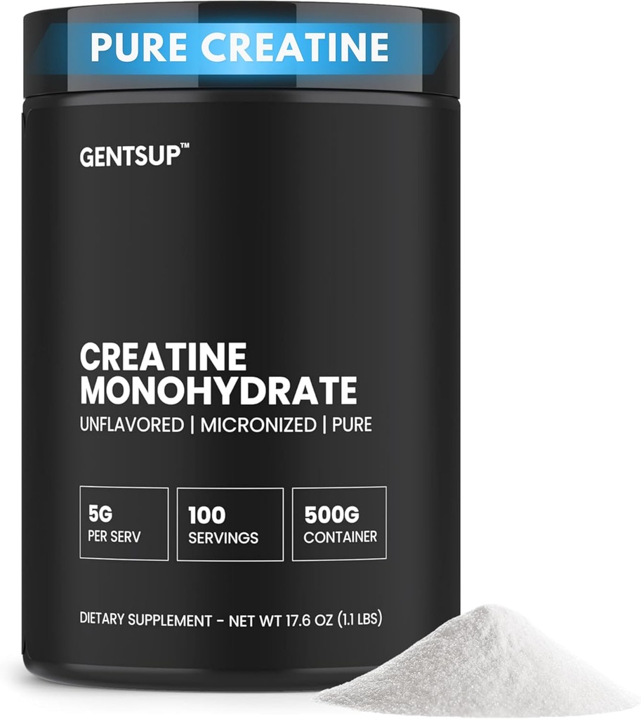 Creapure Creatine Monohydrate Powder – Unflavored, 5000mg, 100 services – 推动肌肉生长,强力,性能和脑健康 – 非GMO,无Gluten-free,HPLC 测试,NSF认证