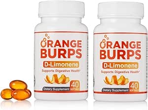 Orange Burps | D-Limonene 补充剂 - 减少酸剂(酸退酸酸剂)、 Heartburn Relief、GERD Relife和消化不良救济 |Orange Peel Relife for Health and Wellnity (1,000毫克,包装2)