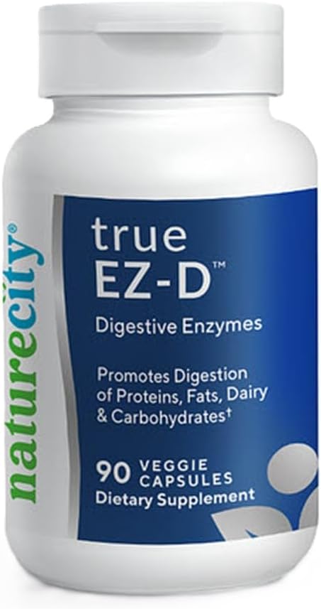 NatureCity True-EZ-D Non-GMO 消化酶复合体 消化酶健康增殖与对男女的催化救济(90 Veggie Capsules) 超级酶