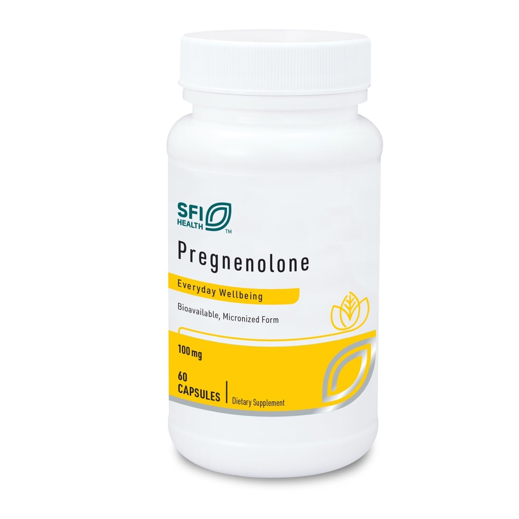 Klaire Labs SFI 健康 Pregnenolone - 可能支持记忆,成人的Mood & Energy - 100 mg 从野生亚姆衍生出来 - 生物可用和微纳用于增强吸收 - 假诱导(60 Capsules)