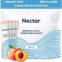 Nectar水解包 - 电解质粉包 - 无糖和0卡路里 - 有机水果液体日报IV 电解质粉,用于脱水救济和快速补水(Peach 30 Pack)