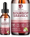 Soursop Graviola 液滴 - 纯叶和水果综合体 - 4X 有效性 - Soursop 位数器 液滴用于豁免,活体和抗氧化剂,草药良好,1个月供应,2 Fl Oz