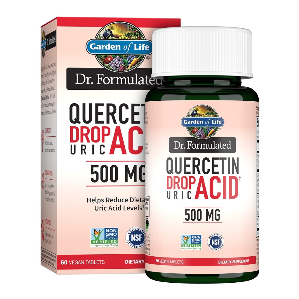 生活花园 Quercetin Probiotic & Uric Acid 配有 Tart Cherry, 来自有机Acerola 的维生素C 和 Rose HIPS Plus Luteolin – Dr Proplated – Gluten Free and Non GMO – 60 片