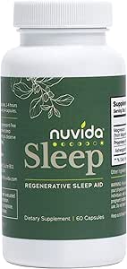 睡眠再生睡眠援助 安息之夜,无梅拉托宁 | Ashwagandha, L-Theanine, GABA, 和Magnesium Glycnit | 非哈比特人成人睡眠援助 | 60 Capsules - 60 Capsules