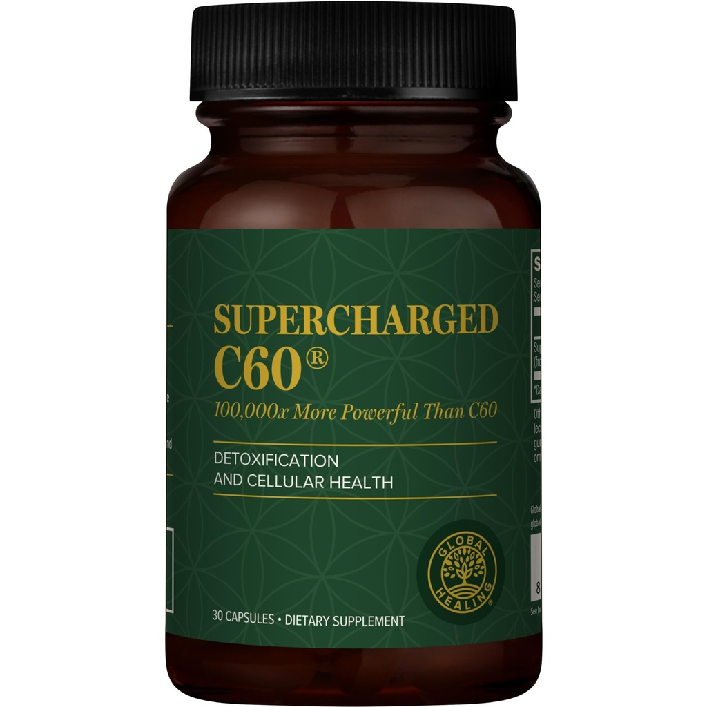 全球治疗中心超充电C60 - 微活化碳富勒烯 w/Organic MCT粉,10 Times More Powerful than regular C60 补充剂 - 帮助解毒,老化(30 Capsules)