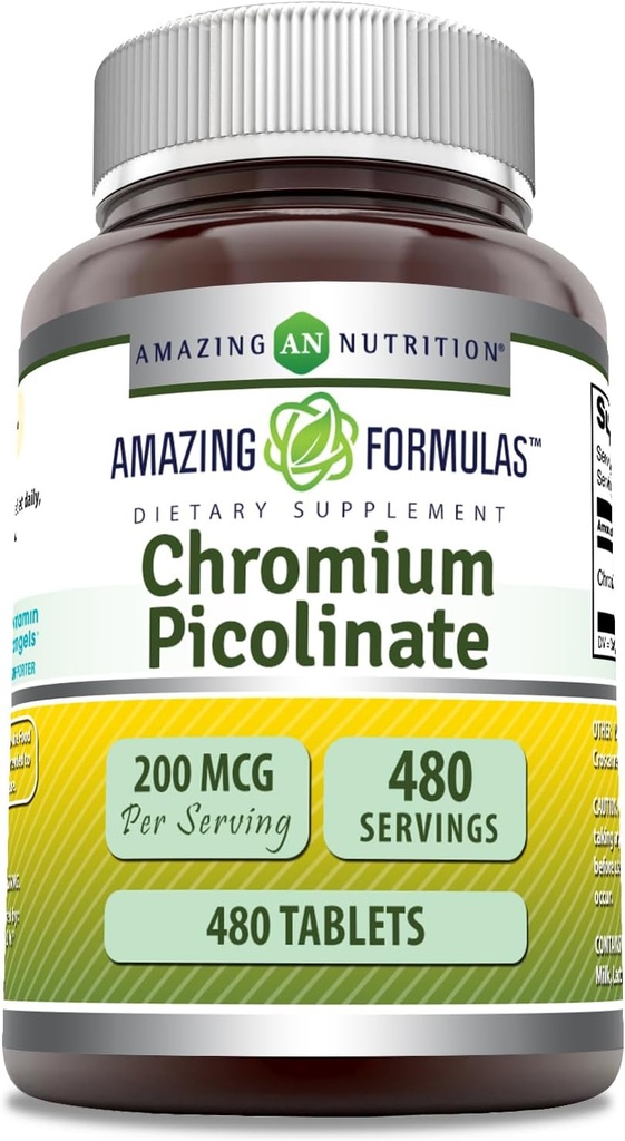 神奇的配方 丙烯酸铬 补充 | 200 Mcg Per service | tablets | Non-GMO | Gluten Free | | |(480个计数)