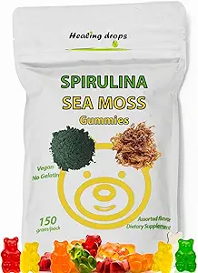 Spirulina Gummys Sea Moss Gummys - 整体健康超级食品补充品 - Spirulina Sea Moss Gummy Bears Made with Blue-Green Spiruina Powder & Sea Moss 提取