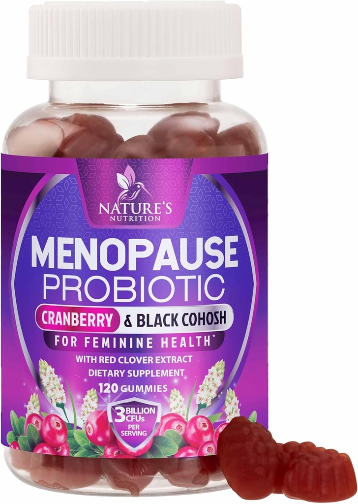 妇女更年期补充剂 -- -- 3亿CFU 自然更年期补充剂 -- -- Mild Hot Flashes & Night Sweats, PH, 阴道健康支助 妇女Gummy, Probiotic 补充剂 -- -- 120 Gummy